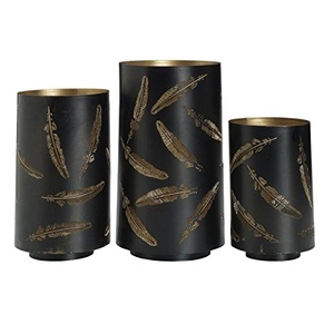 Votivo de luz de té de metal de nuevo diseño en polvo negro recubierto con diseño de hoja para decoración navideña interior hecha de hierro - Product Image 1