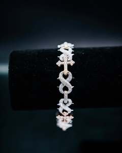 925 Silver Moissanite Cuban Link <b>Bracelet</b> Rose <b>Gold</b> Plated Cross <b>Infinity</b> Chain Bangle Brilliant Cut Unisex Jewelry - Product Image 1