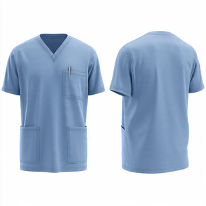 Custom Unisex Nursing <b>Scrub</b> Tops Uniforms 100% Cotton Knitted Breathable Comfortable Hospital <b>Scrub</b> - Product Image 3