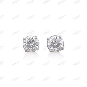 Pendientes de Oro Blanco con Corte Cuadrado, Clásicos, para Mujer, al Mejor Precio, Plateados - Product Image 2