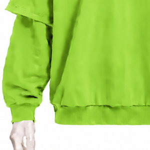 Sudadera con capucha de doble capa verde lima, oversize, de manga corta con capa superior de manga larga, estilo relajado, streetwear - Product Image 5