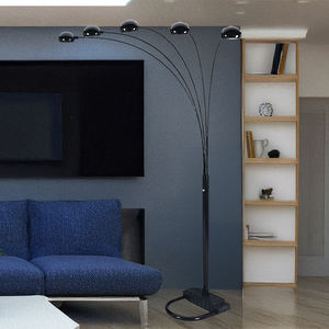 Modern Creative 4888BK 5-Arc Floor <strong>Lamp</strong> Contemporary Design with Metal Style <strong>Lamp</strong> Body <strong>Peacock</strong> <strong>Shade</strong> for Bedroom Livingroom Use - Product Image 2