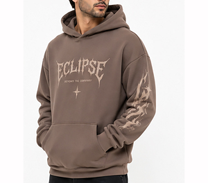 Sweat-shirt à capuche de luxe noir pour homme, coupe oversize, en coton épais, style streetwear hiver, chaud et tendance - Product Image 3
