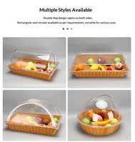 Présentoirs à gâteaux rectangulaires modernes en bois personnalisés pour boulangeries, hôtels, restaurants avec couvercle - Écologiques