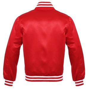 Hot Selling Men's Winter Satin Varsity <b>Jacket</b> Solid Color Button Up Windproof Polyester Material Lightweight Satin Bomber <b>Jacket</b> - Product Image 4