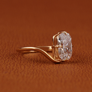 Anillo de Compromiso con Diamante Ovalado Grande, Corte Brillante, VVS2 VS1, Cultivado en Laboratorio, CVD, Oro Sólido de 14K, Anillos de Boda - Product Image 2