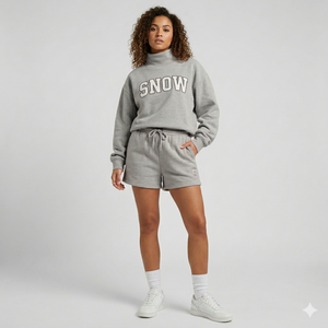 Aura Winter Mock Neck Shorts <b>Set</b> Women Coordinated Outfit Cozy Smooth Warm Easygoing Elegant Daily Wear Collection - Product Image 1