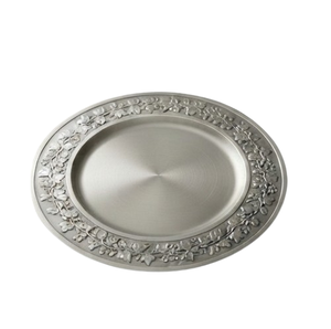 Assiettes de service tendance à bordure gravée en argent plaqué, design arrondi, pour mariage, aliments et salades - Product Image 4