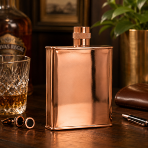 Petaca de cobre hecha a mano con tapa de rosca, petaca de bolsillo de metal pulido, petaca de whisky, regalo para hombres, venta al por mayor, OEM, personalizada, a granel! - Product Image 2