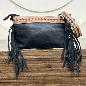 New Real Hand Tooled Hair on Leather Fringe Sling Bag High Quality Crossbody <b>Animal</b> Print Genuine Leather Stylish Women Handbag - Product Image 5
