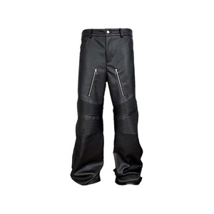 กางเกงหนังวัวแท้ทรงไบค์เกอร์สีดำ ดีไซน์ทันสมัย ให้ความรู้สึกพรีเมียม ขายดี กางเกงหนังแฟชั่น - Product Image 5