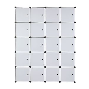 Organizzatore a Cubi Bianchi Impilabili da 20 Unità, Armadio Modulare Multifunzionale con Asta Appendiabiti e Contenitori per Stoccaggio - Product Image 4
