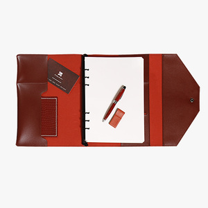 Fashionable Leather Tri-Fold Business Log Clutch with Loose-<b>Leaf</b> Binding Gift/ Leather Organizer Planner Softcover Notebook - Product Image 3