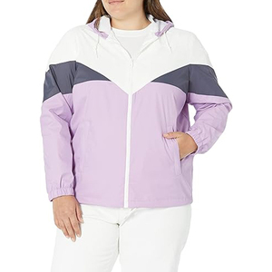 Chaqueta Cortavientos para Mujer, Color Verde Azulado, con Bloques de Color, Capucha, Cierre de Cremallera, Estilo Deportivo, para Todas las Temporadas, Largo Regular - Product Image 4