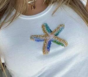 Trendy Fashion Glass Seed Bead <b>Sequin</b> BY MULTI CRAFT Hand Embroidered Patches For Women Cotton T-shirt Tank <b>Top</b> Market Sale - Product Image 3