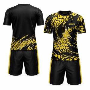 CLAW INTL Conjunto de Camiseta de Fútbol para Hombre, Negro y Amarillo, Estampado Geométrico Sublimado, Secado Rápido, Transpirable, Ajuste Atlético, Manga Corta, Uniforme - Product Image 6