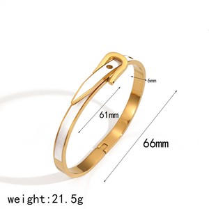 Pulsera de Acero Inoxidable con Diseño de Herradura y Esmalte, Pulsera Abierta de Moda para Mujer - Product Image 3