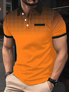 Polo de verano para hombre, camiseta de manga corta con solapa, camisa de lunares en contraste, polo deportivo, de golf, de negocios, con logotipo personalizado para hombre - Product Image 6