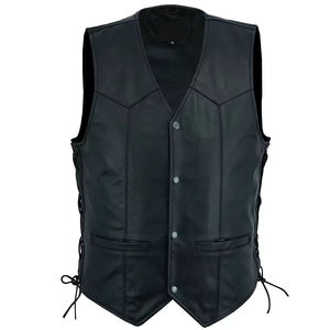 <b>Men</b> <b>Leather</b> <b>Waistcoat</b> Good Quality Genuine <b>Leather</b> Vest Solid Color Custom Printing - Product Image 1