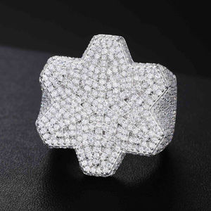 Bague de luxe en or blanc avec diamant rond taille brillant, couleur G naturelle, bijoux de fête unisexe - Product Image 1