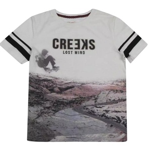 Camiseta de cuello redondo deportiva para niños con logotipo personalizado, Jersey cómodo de algodón para niños, tejido de punto hecho en Bangladesh - Product Image 1