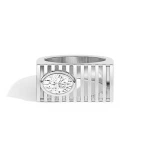 Bague large en or 10k 14k 18k avec diamant de laboratoire ovale de 1 carat, sertie clos, style audacieux, fabrication sur mesure, bijoux de déclaration, vente en gros - Product Image 5
