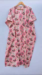 ชุดเดรสผ้าฝ้ายลายดอกไม้ทรงคาฟตัน ไซส์พลัส สไตล์โบโฮ - Product Image 6