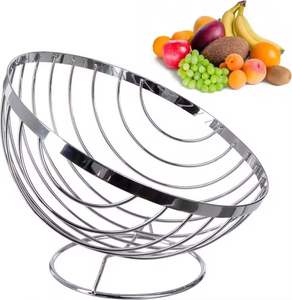Vintage Silver Stainless Steel Metal Wire Fruit <b>Storage</b> Basket Stand Eco-Friendly <b>Space</b> <b>Saving</b> Customizable Size Home Hotel - Product Image 4