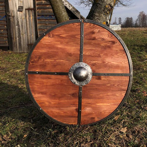 Escudo de Madera Natural Redondo Estilo Madera para Eventos Históricos, Disfraces, Espectáculos, Decoración de Pared para el Hogar y Colección - Product Image 5