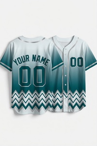 Maillot de baseball personnalisé dégradé violet-vert, motif couronne de lauriers et chevron, nom et numéro personnalisés, entièrement boutonné, pour équipe - Product Image 4