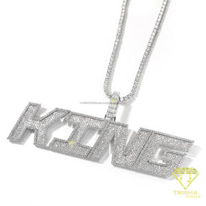 Collar con Colgante LIL TROY de Diamante Cultivado en Laboratorio de Primera Calidad con Letra Brillante y Elegante, Amuleto de Bolsa de Dinero y Cadena de Eslabones Cubanos - Product Image 4