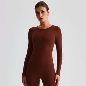 เสื้อโยคะแขนยาวสำหรับผู้หญิง ระบายอากาศได้ดี ยืดได้ 4 ทิศทาง แห้งเร็ว ต้านเชื้อแบคทีเรีย เป็นมิตรกับสิ่งแวดล้อม ผลิตจากผ้าสแปนเด็กซ์/ไนลอน สำหรับออกกำลังกายและเล่นกีฬา - Product Image 5