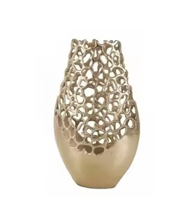 Decorative Metal <b>Flower</b> Vase Stylish Home Accent For <b>Flower</b> <b>Display</b> Shelf Styling Interior Decor - Product Image 2