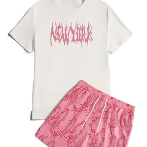 Conjunto Deportivo Informal Transpirable de Verano para Hombre, 2 Piezas, con Camiseta de Manga Corta y Pantalones Cortos, Diseño Sólido, Venta al Por Mayor - Product Image 1