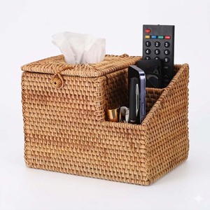 Handwoven rattan <b>tissue</b> <b>holder</b> boxes decorative napkin box container for <b>kitchen</b> living room - Product Image 1