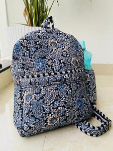 Handmade Pure Cotton Quilted Zipper Closure Unisex Washable Lightweight Daypack Travel <b>School</b> Summer/Spring <b>Backpack</b> - Product Image 1