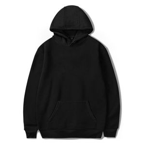 Mens Black Pullover <b>Hoodie</b> <b>Plain</b> Hooded Sweatshirt Casual Long Sleeve Kangaroo Pocket Fleece Cotton Blend <b>Hoodie</b> - Product Image 1