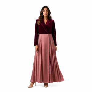 Robe Abaya plissée en velours de luxe pour femmes, tenue islamique modeste maxi |   Style Dubaï, Exportation OEM Inde, Vêtements Premium Tendance 2026 - Product Image 1
