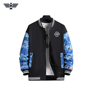 Blouson universitaire épais en cuir PU écologique pour homme, style color block, avec boutons-pression, détails embossés, manteau de baseball décontracté, vêtement d'extérieur d'hiver - Product Image 1