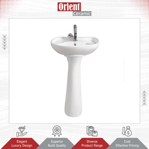 Nuevo diseño de lavabo de cerámica blanca para baño con pedestal, de fabricante indio. - Product Image 3