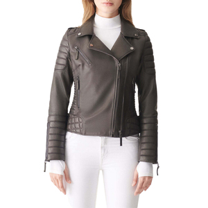 OuteWholesale New Arrival Cheap Price Women Motorcycle Leather Jacket High Quality Custom Design Embroidery Button Fashionable - Product Image 2