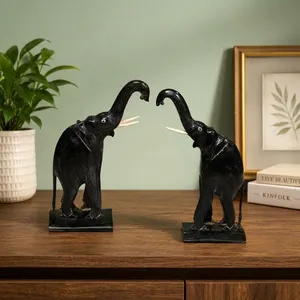 Handcrafted Wooden <b>Elephant</b> Figurines Set – Traditional Tribal Animal Home <b>Decor</b> - Product Image 2