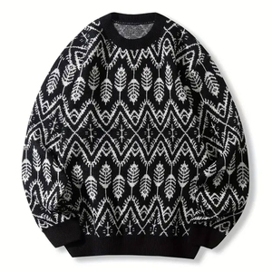 Pulls pour hommes, tricot doux, col rond, manches longues, décontracté, chaud, respirant, séchage rapide, logo sur le devant, léger, élégant - Product Image 1