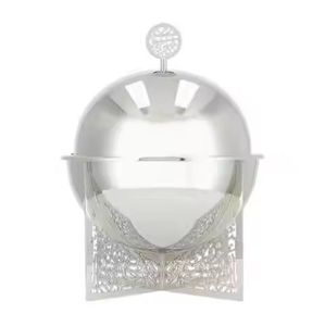 Cazuela de Caligrafía Árabe Real, Calentador de Alimentos Premium, Servidor de Buffet Plateado con Corte Láser y Diseño Ornamentado de Oriente Medio - Product Image 4