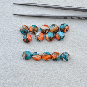 Auténtica ostra natural turquesa 9mm cabujón redondo naranja turquesa gemas tamaño personalizado piedras preciosas sueltas a precio razonable - Product Image 4