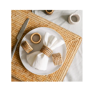 Decoración de mesa natural, soporte para servilletas de ratán, adecuado para recepciones de boda, banquetes, cenas al aire libre - Product Image 2