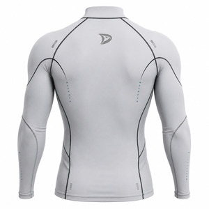 Men's Breathable Polyester/Nylon 220g Full Sleeve Rash Guard Gray Raised Rubber Print Quick Dry Sport Top - Product Image 2