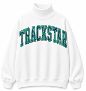 เสื้อสเวตเชิ้ตคอเต่าสีน้ำตาลช็อกโกแลตทรงโอเวอร์ไซส์สำหรับผู้หญิง ลายเสือดาวติดอัพพลิเคตัวอักษร แบรนด์ Custom Trackstar ผ้าฟลีซ 100% ผ้าฝ้าย - Product Image 2