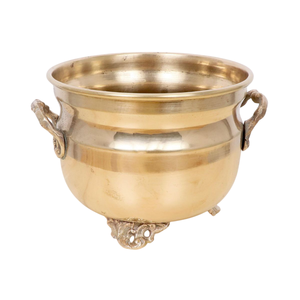 Fancy Design <b>Gold</b> Color Brass Metal Flower <b>Planter</b> With Handle <b>Gold</b> Finish for Home Outdoor Garden Patio Decorative Purpose - Product Image 3