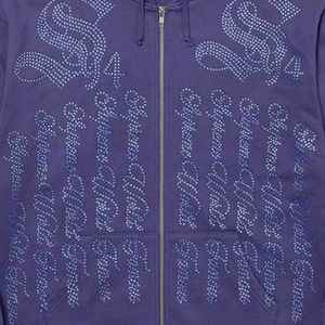 Hoodie unisexe de haute qualité, style vintage à pois, coupe ample, épais, avec strass, couture personnalisée, doublure intégrée, pour l'hiver, grandes tailles pour hommes - Product Image 4